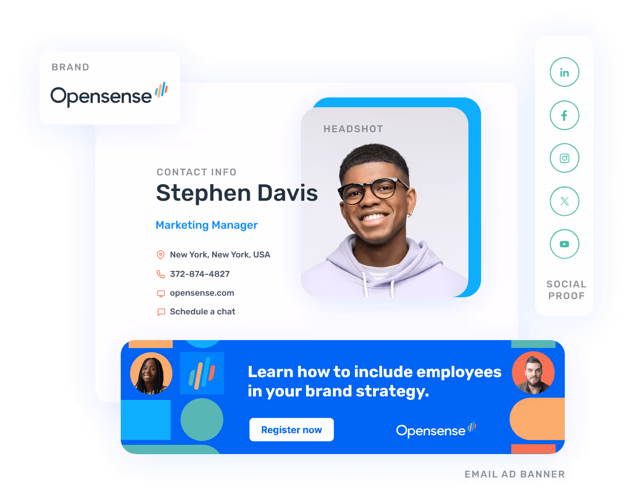Professional email signature example with clear hierarchy, contact details, and branding